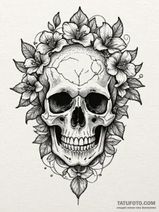 Nightshade blooming through skull, concept ar... - эскиз тату (№1751778334_0, 06.07.2025 05:05) — Tatufoto.com