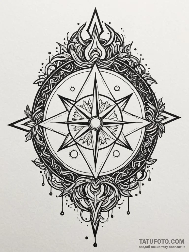 Oak sigil bleeding starlight, tattoo line art… — эскиз тату (№1751778760_0, 06.07.2025 05:12) — Tatufoto.com