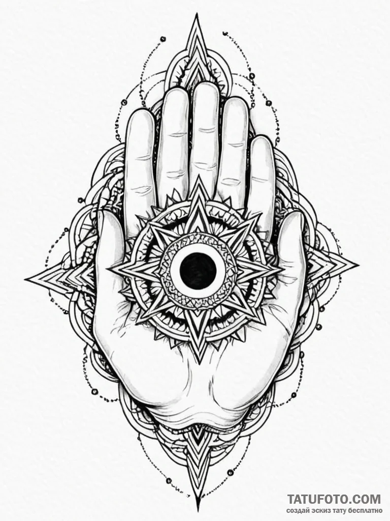 A hand holding a miniature black hole, tattoo... - эскиз тату (№1751778927_0, 06.07.2025 05:15) — Tatufoto.com