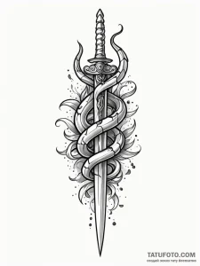 Dagger with serpent-shaped hilt, artistic tat... - эскиз тату (№1751779100_0, 06.07.2025 05:18) — Tatufoto.com