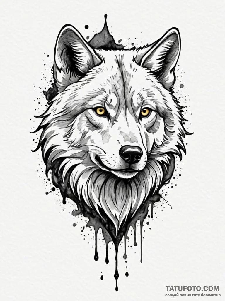 Abyssal wolf with molten scars, tattoo drawin... - эскиз тату (№1751779440_0, 06.07.2025 05:24) — Tatufoto.com