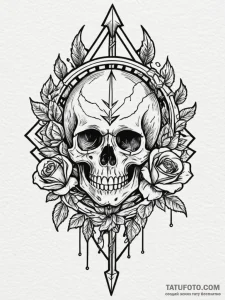 Key pierced by celestial arrow, tattoo drawin... - эскиз тату (№1751779525_0, 06.07.2025 05:25) — Tatufoto.com