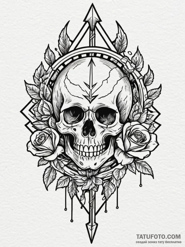 Key pierced by celestial arrow, tattoo drawin... - эскиз тату (№1751779525_0, 06.07.2025 05:25) — Tatufoto.com