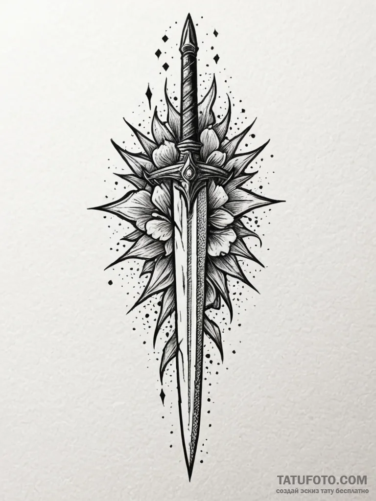 Dagger split by lightning, tattoo drawing out... - эскиз тату (№1751780118_0, 06.07.2025 05:35) — Tatufoto.com