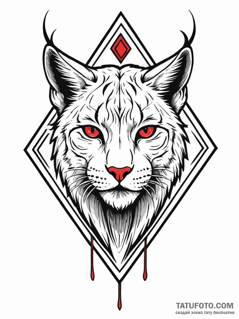 Lynx teeth piercing sigil, ink illustration f... - эскиз тату (№1751780286_0, 06.07.2025 05:38) — Tatufoto.com