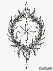 Thorn crown wrapped in glowing, runic vines,... - эскиз тату (№1751780625_0, 06.07.2025 05:43) — Tatufoto.com