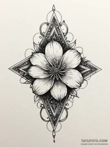 Quicksilver bloom crowned in stars, ink illus... - эскиз тату (№1751780876_0, 06.07.2025 05:47) — Tatufoto.com