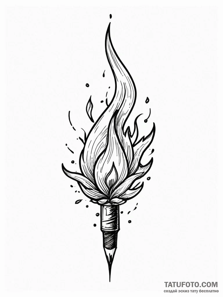 A powerful burning ember, glowing,, ink illus... - эскиз тату (№1751780960_0, 06.07.2025 05:49) — Tatufoto.com