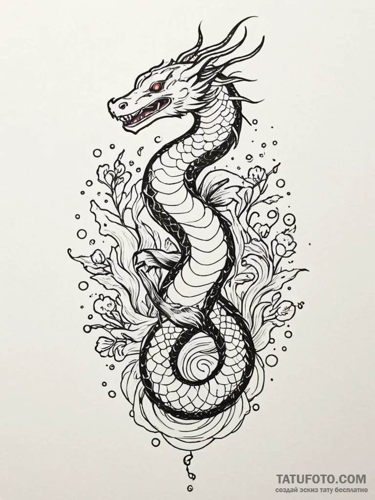 Glacial serpent crowned in stars, concept art... - эскиз тату (№1751781044_0, 06.07.2025 05:50) — Tatufoto.com