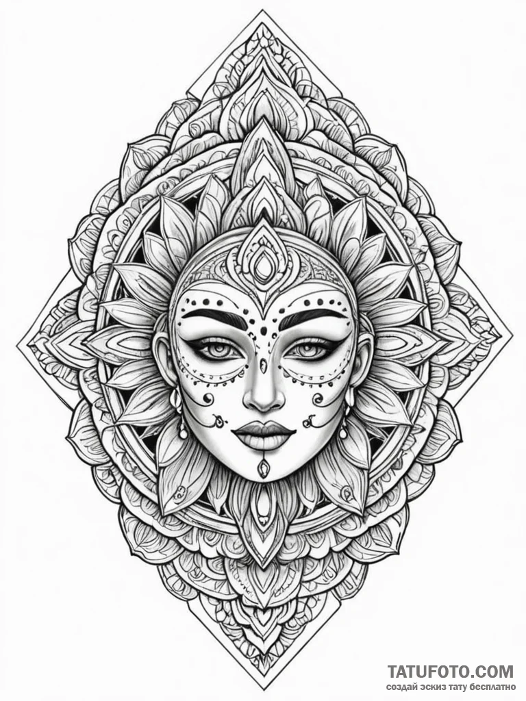 Mask veiled by crescent veil, ink illustratio... - эскиз тату (№1751781212_0, 06.07.2025 05:53) — Tatufoto.com