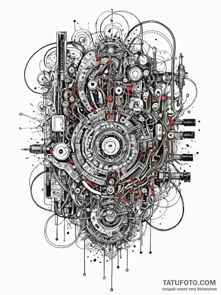 Circuit board pattern, artistic tattoo sketch... - эскиз тату (№1751781297_0, 06.07.2025 05:54) — Tatufoto.com