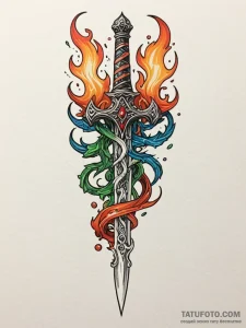 Dagger forming from bone flame, tattoo line a... - эскиз тату (№1751781380_0, 06.07.2025 05:56) — Tatufoto.com