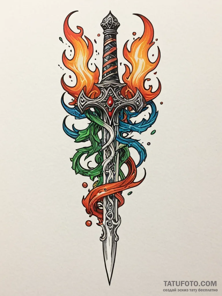 Dagger forming from bone flame, tattoo line a… — эскиз тату (№1751781380_0, 06.07.2025 05:56) — Tatufoto.com