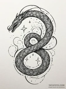 Oracle serpent coiling through stars, tattoo... - эскиз тату (№1751781635_0, 06.07.2025 06:00) — Tatufoto.com