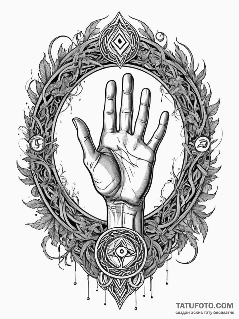 Sorcerer's hand casting a runic spell, artist... - эскиз тату (№1751781719_0, 06.07.2025 06:01) — Tatufoto.com
