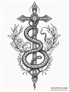 Ethereal serpent crowned with light, tattoo d... - эскиз тату (№1751781803_0, 06.07.2025 06:03) — Tatufoto.com
