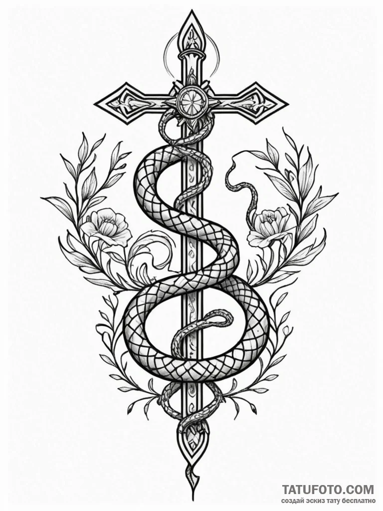 Ethereal serpent crowned with light, tattoo d... - эскиз тату (№1751781803_0, 06.07.2025 06:03) — Tatufoto.com