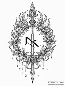 Rune-forged blade crowned in frost, tattoo sk... - эскиз тату (№1751781973_0, 06.07.2025 06:06) — Tatufoto.com