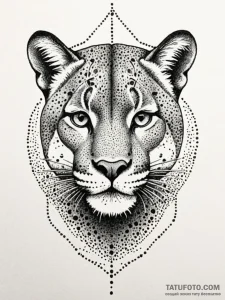 Cougar, tattoo sketch design, dotwork tattoo... - эскиз тату (№1751782392_0, 06.07.2025 06:13) — Tatufoto.com