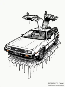 The delorean time machine, tattoo line art, b... - эскиз тату (№1751782898_0, 06.07.2025 06:21) — Tatufoto.com