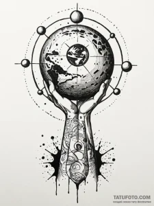 Atlas holding the celestial sphere, not the e... - эскиз тату (№1751782983_0, 06.07.2025 06:23) — Tatufoto.com