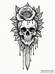 Knife with bone handle dripping venom, ink il... - эскиз тату (№1751783067_0, 06.07.2025 06:24) — Tatufoto.com