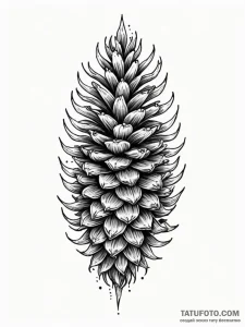 Pine cone crowned with ice, tattoo line art,... - эскиз тату (№1751783150_0, 06.07.2025 06:25) — Tatufoto.com