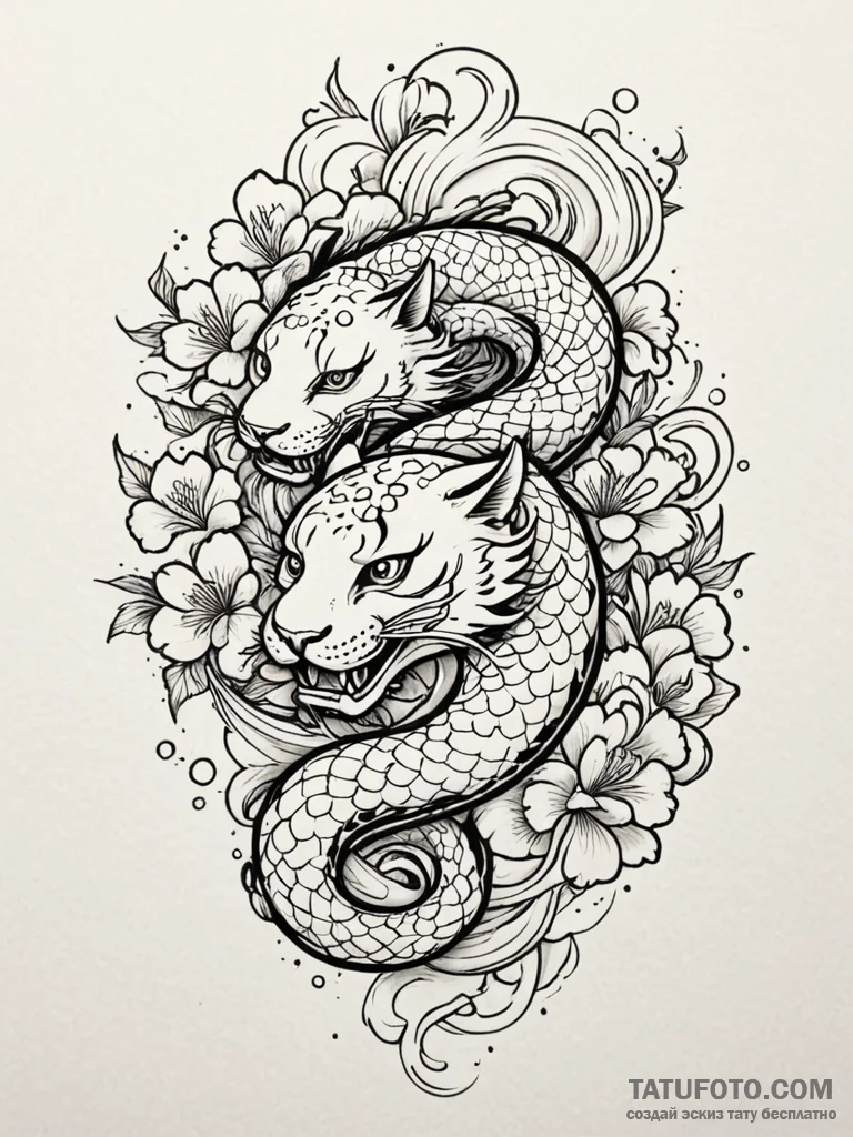 Jaguar, tattoo drawing outline, aesthetically… — эскиз тату (№1751783235_0, 06.07.2025 06:27) — Tatufoto.com