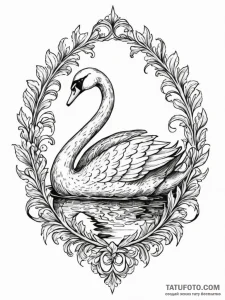 Swan with its reflection as a black, skeletal... - эскиз тату (№1751783319_0, 06.07.2025 06:28) — Tatufoto.com