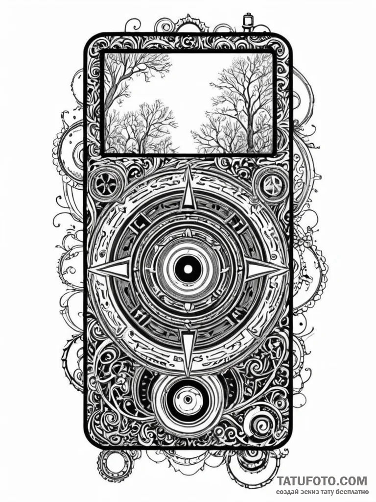 Ipod classic silhouette with a scrolling whee... - эскиз тату (№1751783403_0, 06.07.2025 06:30) — Tatufoto.com