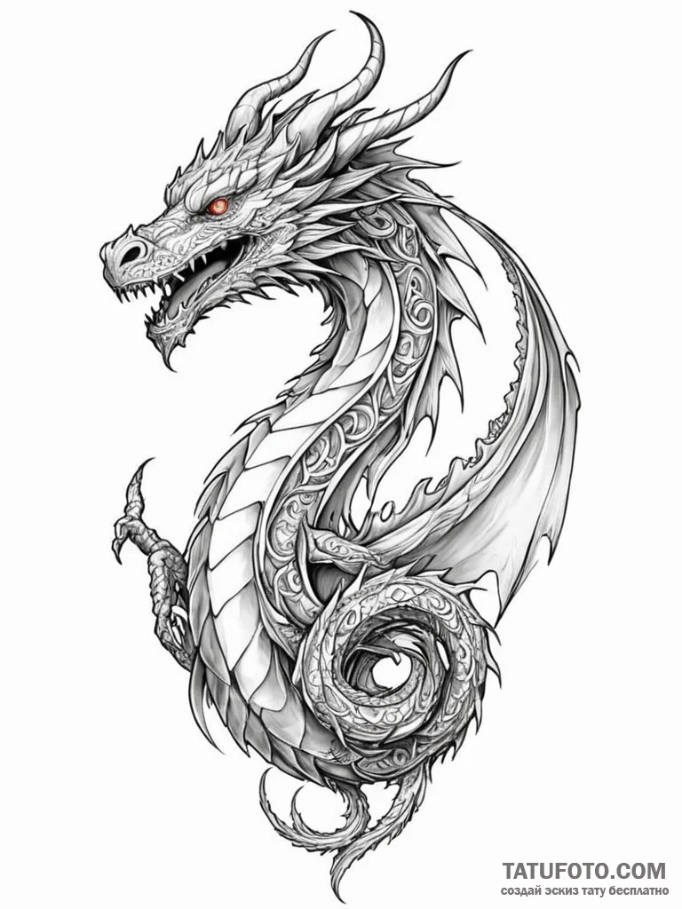 Fractal dragon - эскиз тату (№1751783740_0, 06.07.2025 06:35) — Tatufoto.com
