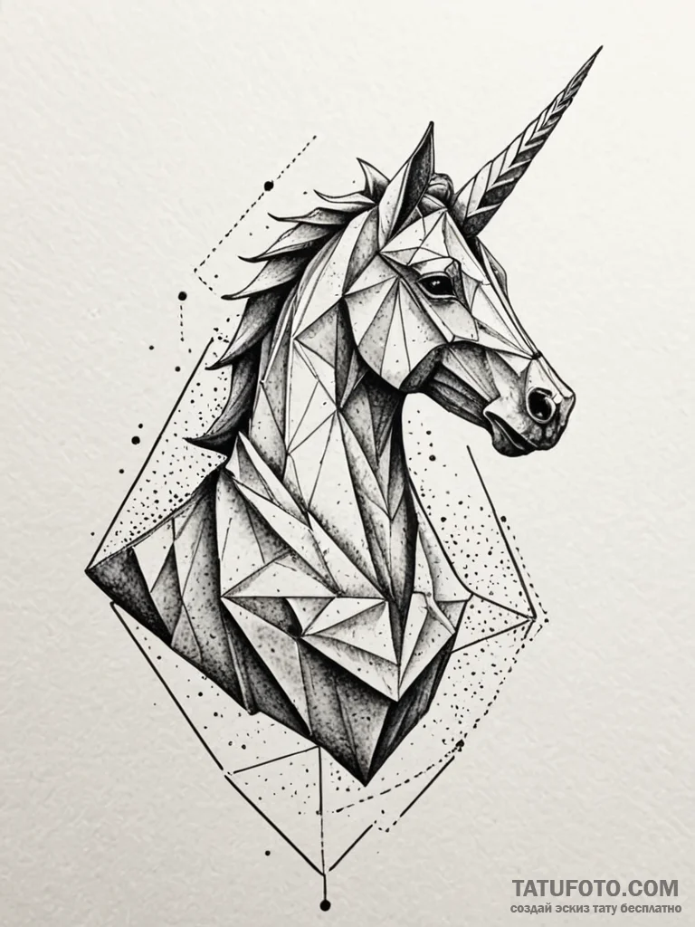 The origami unicorn from blade runner, artist... - эскиз тату (№1751783992_0, 06.07.2025 06:39) — Tatufoto.com