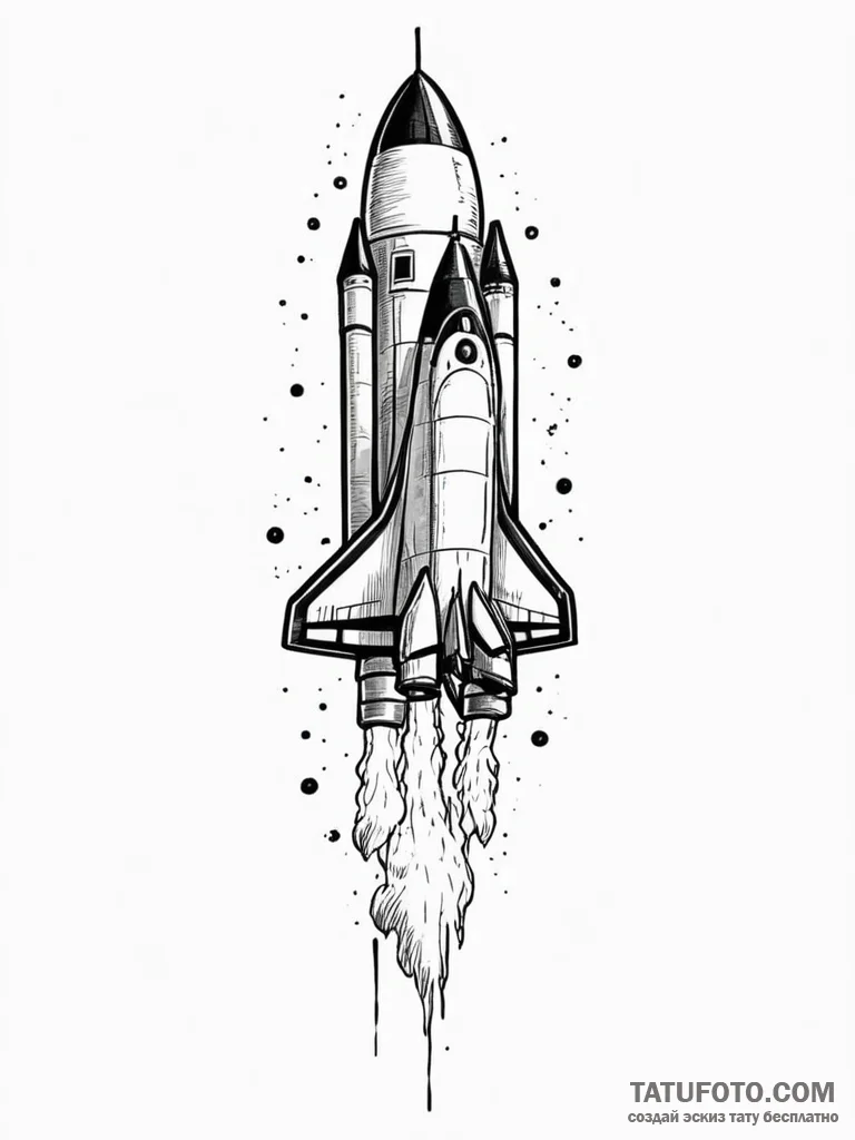 Rocket, artistic tattoo sketch, rough sketchy… — эскиз тату (№1751784246_0, 06.07.2025 06:44) — Tatufoto.com
