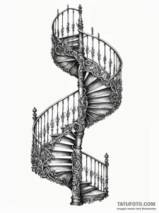Spiral staircase descending into darkness, ar... - эскиз тату (№1751784331_0, 06.07.2025 06:45) — Tatufoto.com
