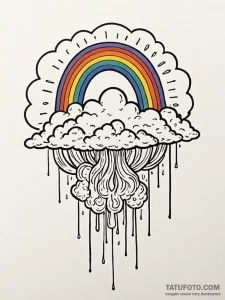 Cloud crying a pixelated rainbow, concept art... - эскиз тату (№1751784498_0, 06.07.2025 06:48) — Tatufoto.com