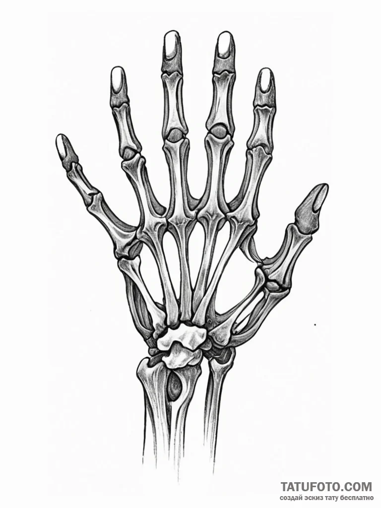 X-ray of a hand showing bones turning into br... - эскиз тату (№1751784920_0, 06.07.2025 06:55) — Tatufoto.com