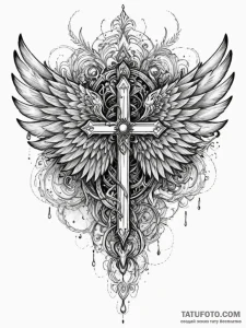 Obsidian wings tearing veil, tattoo drawing o... - эскиз тату (№1751785257_0, 06.07.2025 07:00) — Tatufoto.com