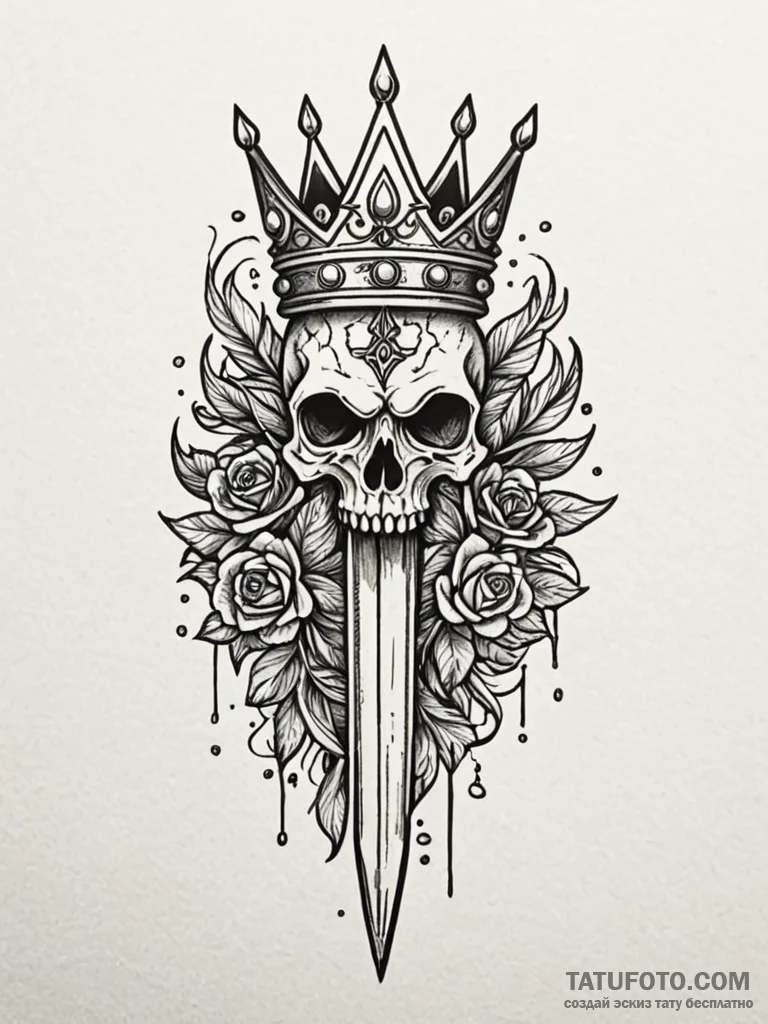 Oracle dagger piercing bone crown, tattoo dra... - эскиз тату (№1751785509_0, 06.07.2025 07:05) — Tatufoto.com