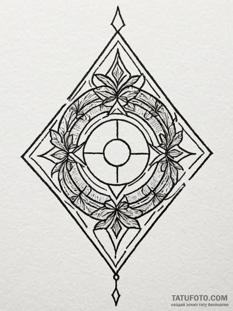 Oak sigil carved in stone, tattoo sketch desi... - эскиз тату (№1751785593_0, 06.07.2025 07:06) — Tatufoto.com