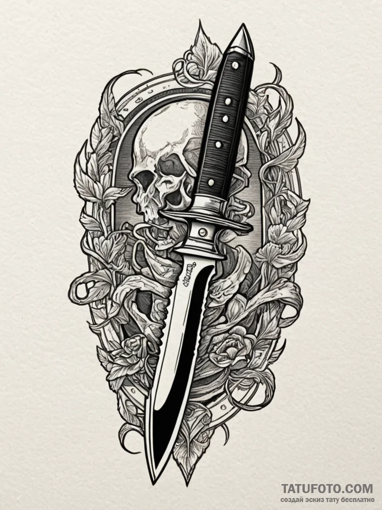 Us marine's "ka-bar" knife, classic and relia... - эскиз тату (№1751785677_0, 06.07.2025 07:07) — Tatufoto.com