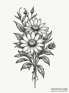 Chamomile, artistic tattoo sketch, profession... - эскиз тату (№1751785931_0, 06.07.2025 07:12) — Tatufoto.com