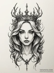 Nymph with thorned crown, concept art for tat... - эскиз тату (№1751786015_0, 06.07.2025 07:13) — Tatufoto.com
