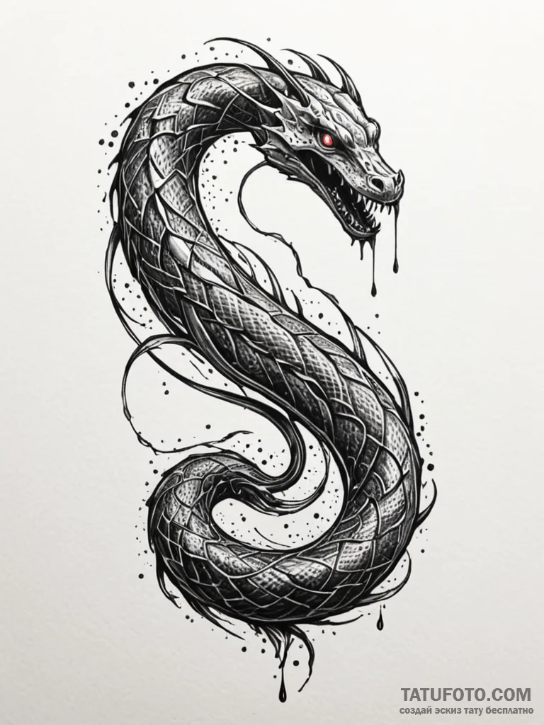 Haunted serpent through spectral rift, artist... - эскиз тату (№1751786268_0, 06.07.2025 07:17) — Tatufoto.com