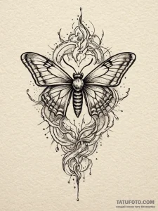 Apocalyptic moth flying through electric stor... - эскиз тату (№1751786860_0, 06.07.2025 07:27) — Tatufoto.com
