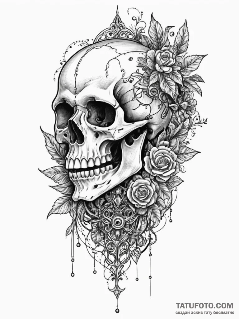 Yorick's skull, held by a robot hamlet, tatto... - эскиз тату (№1751787029_0, 06.07.2025 07:30) — Tatufoto.com