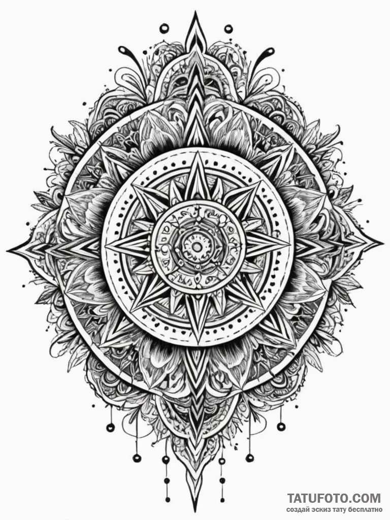 Kolovrat, ink illustration for tattoo, highly... - эскиз тату (№1751787450_0, 06.07.2025 07:37) — Tatufoto.com