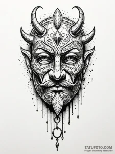 Unbroken chain binding ancient mask, ink illu... - эскиз тату (№1751787620_0, 06.07.2025 07:40) — Tatufoto.com