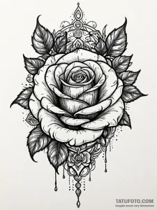 Chain-wrapped rose frozen in time, concept ar... - эскиз тату (№1751787704_0, 06.07.2025 07:41) — Tatufoto.com