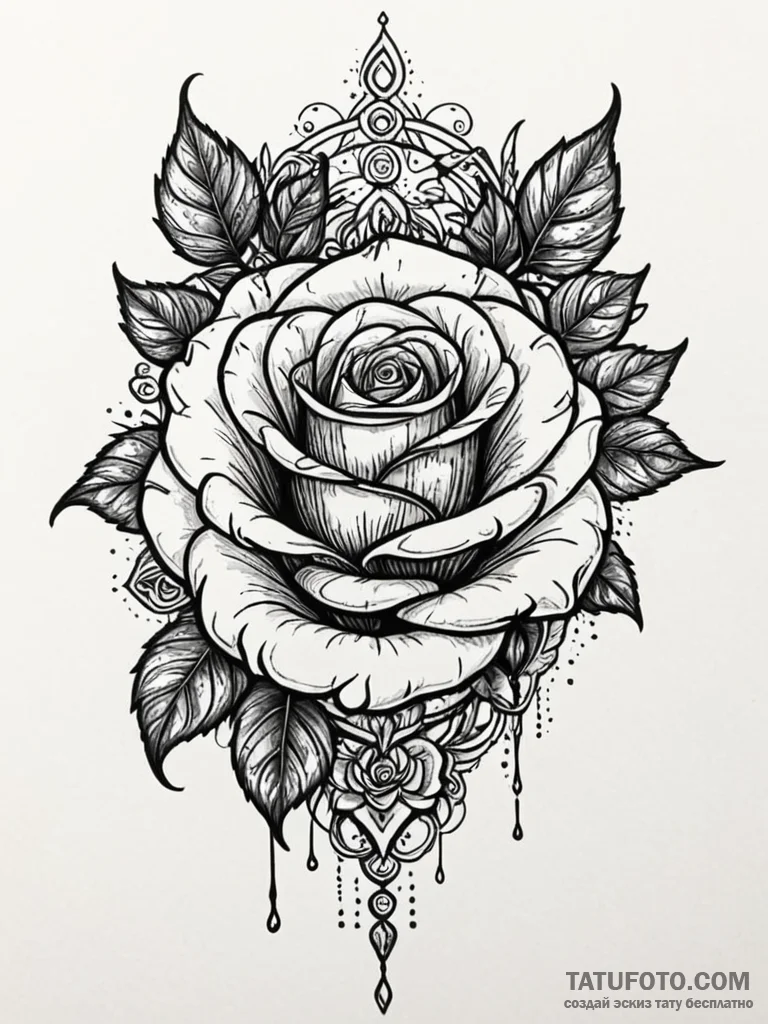 Chain-wrapped rose frozen in time, concept ar… — эскиз тату (№1751787704_0, 06.07.2025 07:41) — Tatufoto.com