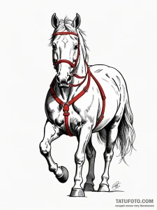 Draft horse in harness, symbolizing steady, p... - эскиз тату (№1751787874_0, 06.07.2025 07:44) — Tatufoto.com
